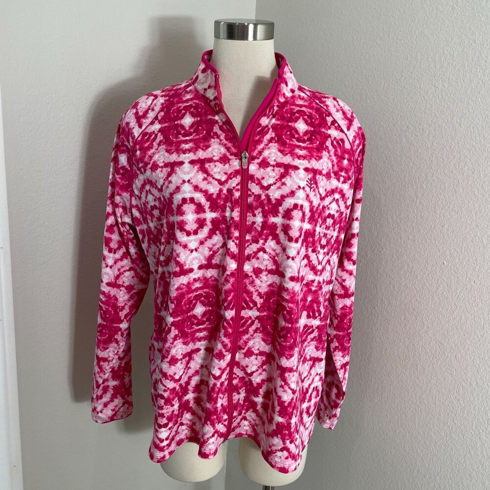 Coolibar Womens UPF 50+ Zip Front Jacket XXL Pink Tie-Dye Long Sleeve Lightweigh
